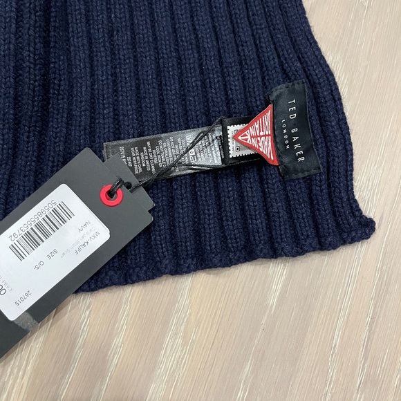 Ted Baker mens Kauff scarf. Navy blue. NWT - Picture 9 of 10